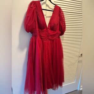 Red Selkie Style Puffy Sleeve Tulle Dress- size 18/20
